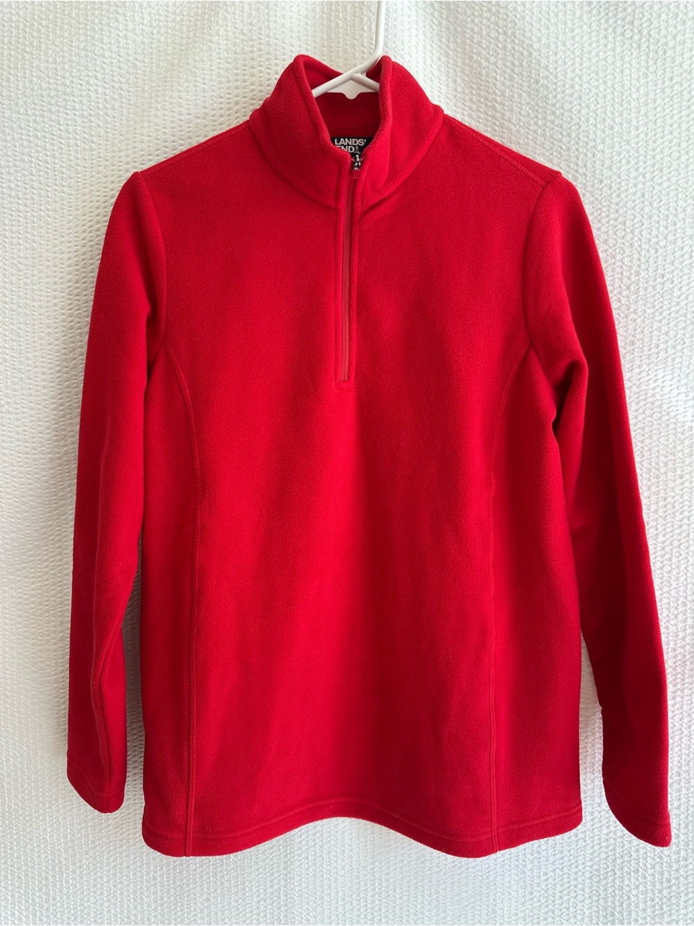 Lands' End Red Fleece Quarter Zip Pullover Women’s Small 6-8